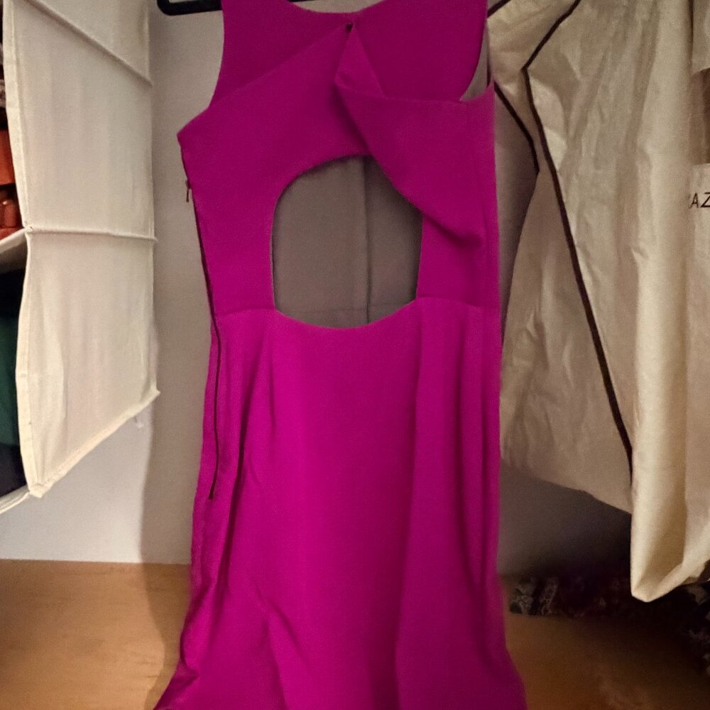 Brian Reyes Fuchsia Open Back Draped Cocktail Dress - Size 4